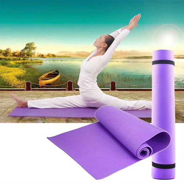 Purple Yoga Mat Thick Nonslip Yoga Mat with Strap Anti-Tear Exercise Fitness Mat for Yoga Pilates Floor Workout