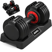 Adjustable Dumbbell Single, 1-Sec Quick Adjust Dumbbells, 25/55LB Dumbbell Weights, 5 in 1 Free Weight Dumbbell with Anti-Slip Handle, Perfect for Home Gym Exercise Equipment