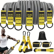 Resistance strap with handle: used for muscle training, strength building, body shaping, yoga, home fitness equipment - natural