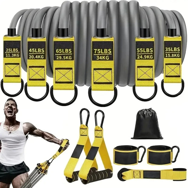 Resistance strap with handle: used for muscle training, strength building, body shaping, yoga, home fitness equipment - natural