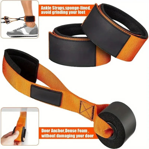 Resistance strap with handle: used for muscle training, strength building, body shaping, yoga, home fitness equipment - natural