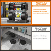 Adjustable Dumbbell Single, 1-Sec Quick Adjust Dumbbells, 25/55LB Dumbbell Weights, 5 in 1 Free Weight Dumbbell with Anti-Slip Handle, Perfect for Home Gym Exercise Equipment