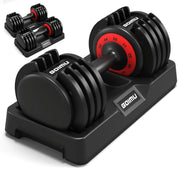 Adjustable Dumbbell Single, 1-Sec Quick Adjust Dumbbells, 25/55LB Dumbbell Weights, 5 in 1 Free Weight Dumbbell with Anti-Slip Handle, Perfect for Home Gym Exercise Equipment