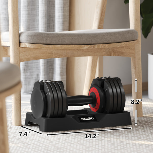 Adjustable Dumbbell Single, 1-Sec Quick Adjust Dumbbells, 25/55LB Dumbbell Weights, 5 in 1 Free Weight Dumbbell with Anti-Slip Handle, Perfect for Home Gym Exercise Equipment