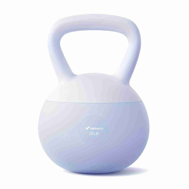MERACH 25lb soft kettlebell in blue and purple for home fitness workouts